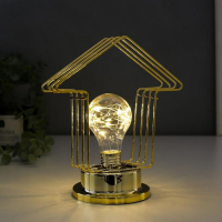 Ночник лофт 16459/1 LED от батареек 3хАА золото 10х10х20 см RISALUX