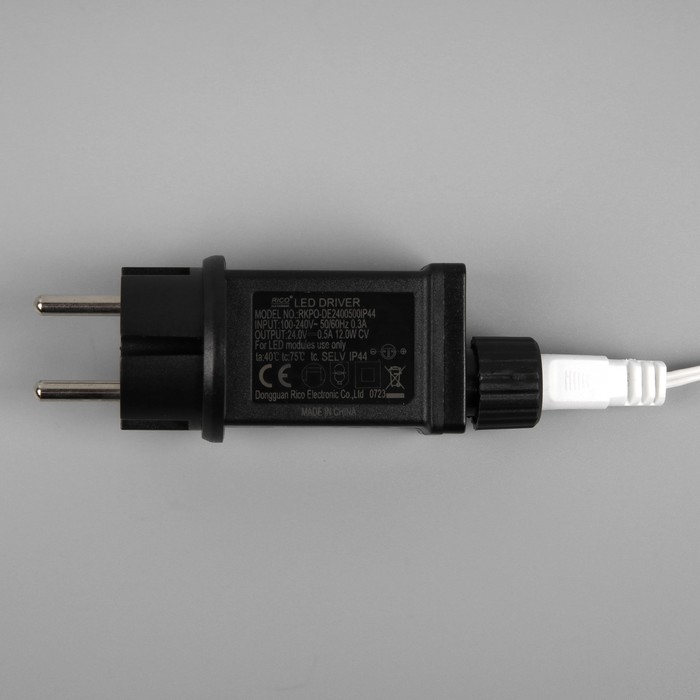 Гирлянда &laquo;Нить&raquo; 10 м, IP44, УМС, белая нить, 100 LED, свечение тёплое белое, мерцание всех светодиодов, 24 В