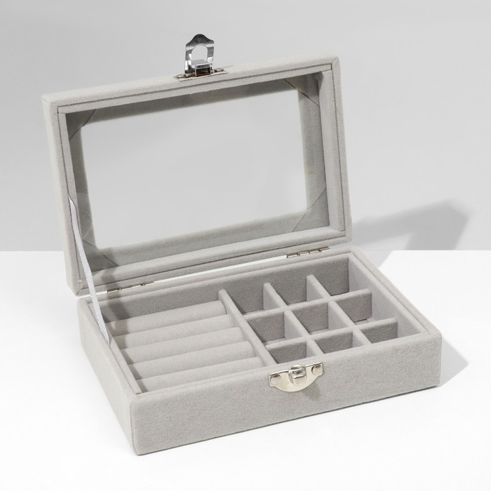 Подставка для украшений &laquo;Шкатулка&raquo;, 5 рядов, 9 ячеек, 15&times;10&times;4,5, цвет серый