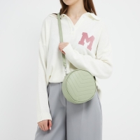 Сумка женская круглая из искусственной кожи, 18х18 см, цвет фисташковый