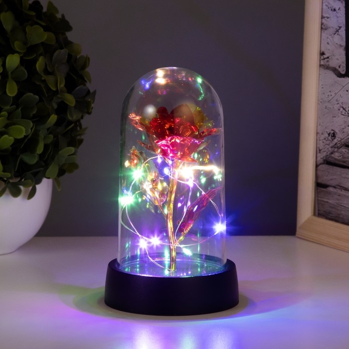 Ночник колба &laquo;Цветок&raquo; LED 3хAG10 красный 8,5х8,5х15,5см