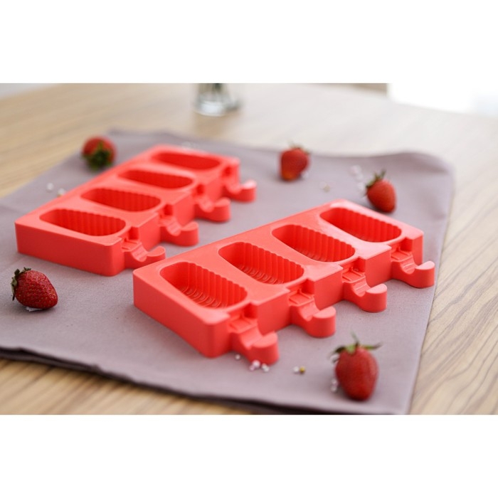 Форма для мороженого Доляна «Эскимо в глазури», силикон, 18,5×12,3×2,5 см, 4 ячейки, цвет МИКС Форма для мороженого Доляна «Эскимо в глазури», силикон, 18,5×12,3×2,5 см, 4 ячейки, цвет МИКС