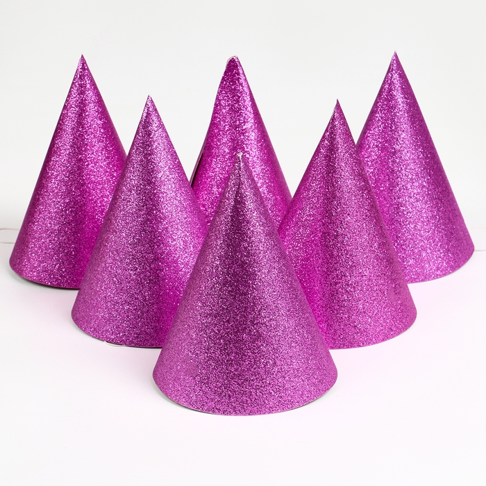Карнавальный колпак &laquo;Блеск&raquo;, набор 6 шт., цвет розовый