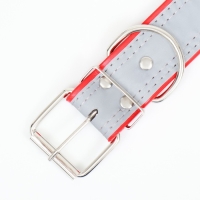 Ошейник широкий с косточками, светоотражающий, 66 х 3,5 см, ОШ 48-58 см, красный