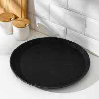 Поднос прорезиненный круглый, d=35 см, цвет чёрный