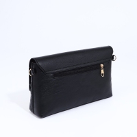 Сумка-клатч на магните, длинный ремень, цвет чёрный