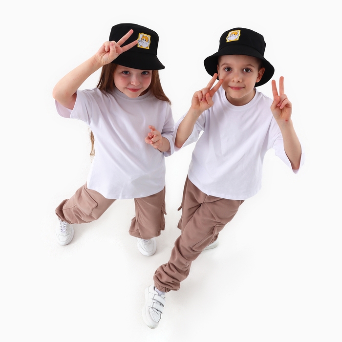 Панама детская &laquo;Кот&raquo;, цвет чёрный, р-р 54