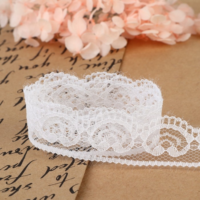 Кружево капроновое, 23 мм × 10 ± 1 м, цвет белый Кружево капроновое, 23 мм × 10 ± 1 м, цвет белый
