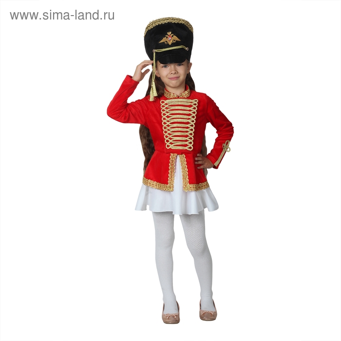 Карнавальный костюм "Мажоретка", китель, кивер, юбка, р-р 28, рост 98-104 см