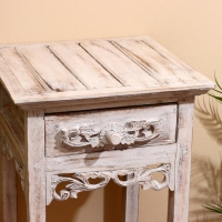 Тумба "Старый Бали" 40х40х80 см, дерево албезия, белый