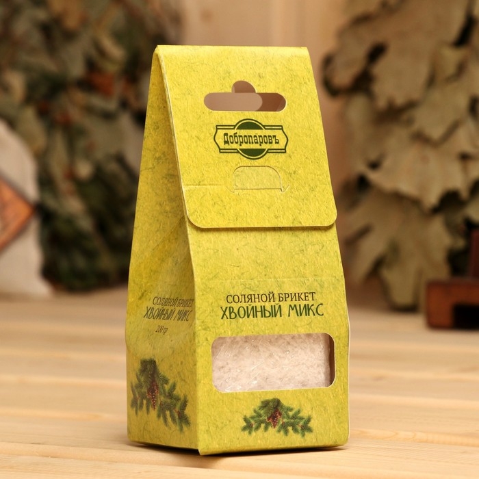 Соляной брикет куб Соляной брикет куб "Хвойный микс" 200 г "Добропаровъ" пихта, сосна, ель