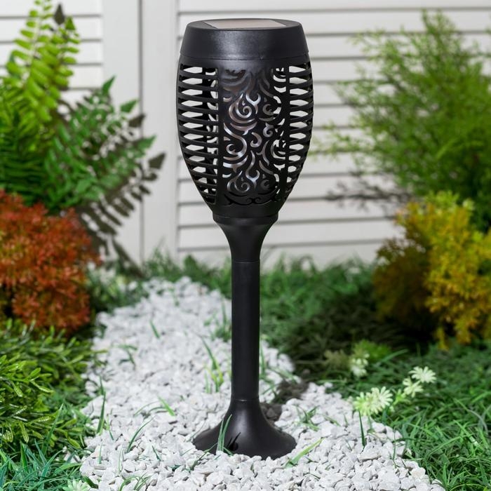 Садовый светильник Uniel на солнечной батарее &laquo;Факел&raquo;, 12 &times; 50 &times; 12 см, эффект пламени