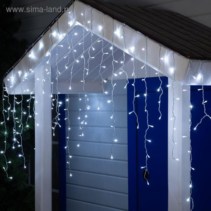 Гирлянда &laquo;Бахрома&raquo; 3 &times; 0.9 м, IP44, УМС, прозрачная нить, 232 LED, свечение белое, 220 В