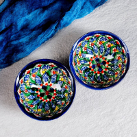 Набор чайный Риштан, 9 предм: чайник 1л., 6 пиал 9,5см, конфетница 23см, сахарница 250м Набор чайный Риштан, 9 предм: чайник 1л., 6 пиал 9,5см, конфетница 23см, сахарница 250м