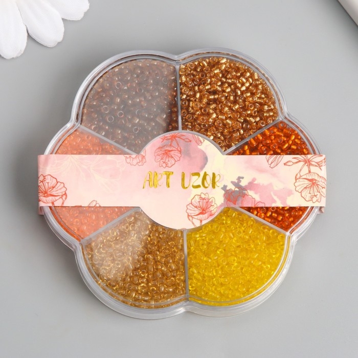 Бисер стекло 12/0 в цветке Бисер стекло 12/0 в цветке "Земля" цветной прозрачный 7 цветов х 8 гр 8,2х8,2х2 см