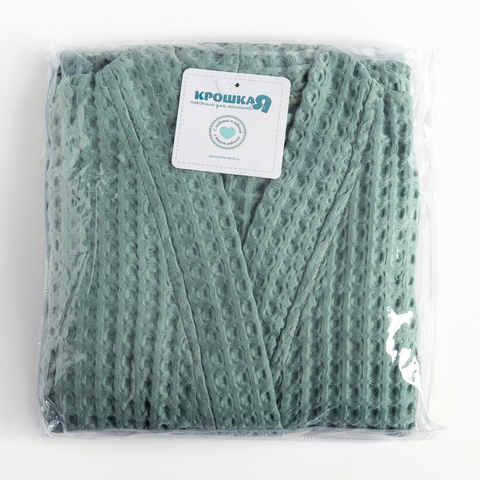 Халат вафельный детский Крошка Я Халат вафельный детский Крошка Я "Boho" размер 34 (122-128 см) цвет мятный, 100% хлопок 290 г/м2