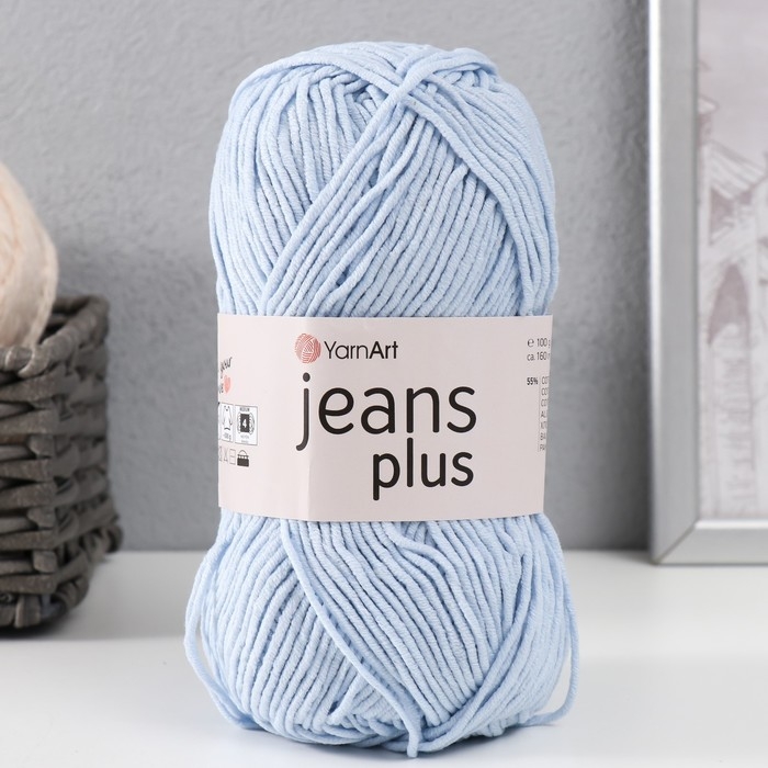 Пряжа Пряжа "Jeans plus" 55% хлопок, 45% акрил 160м/100гр (75 св.голубой)