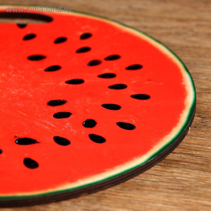 Доска разделочная и сервировочная круглая кухонная Доска разделочная и сервировочная круглая кухонная "Арбуз в разрезе", 25,5 см