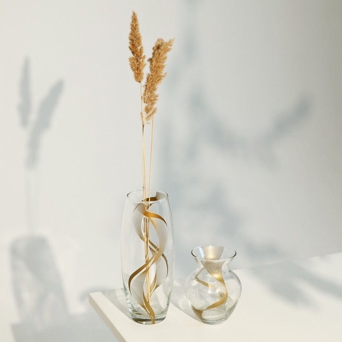 Ваза для цветов &laquo;Линии&raquo; стеклянная, прозрачная, 26 см, 1,7 л.