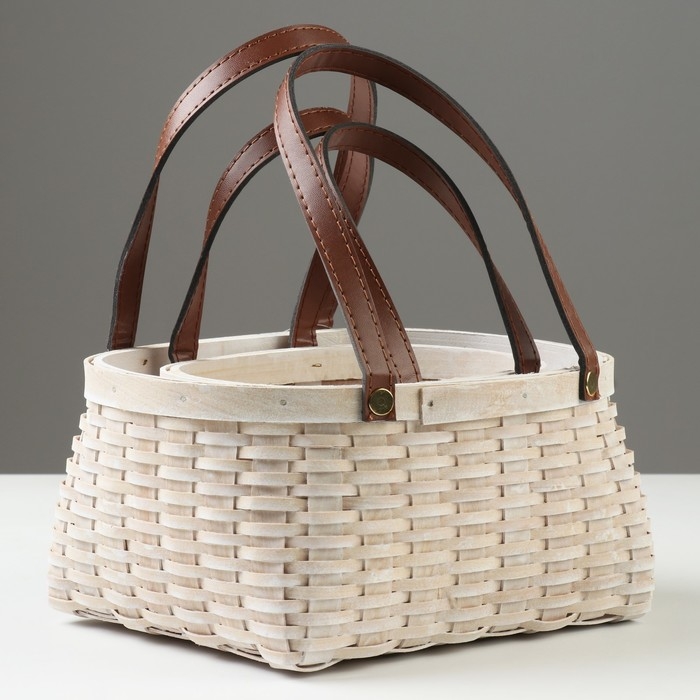 Набор корзин плетеных, 23х19x11/25 см, 18х14,5x10/21 см, 2 шт, белый, секвойя Набор корзин плетеных, 23х19x11/25 см, 18х14,5x10/21 см, 2 шт, белый, секвойя