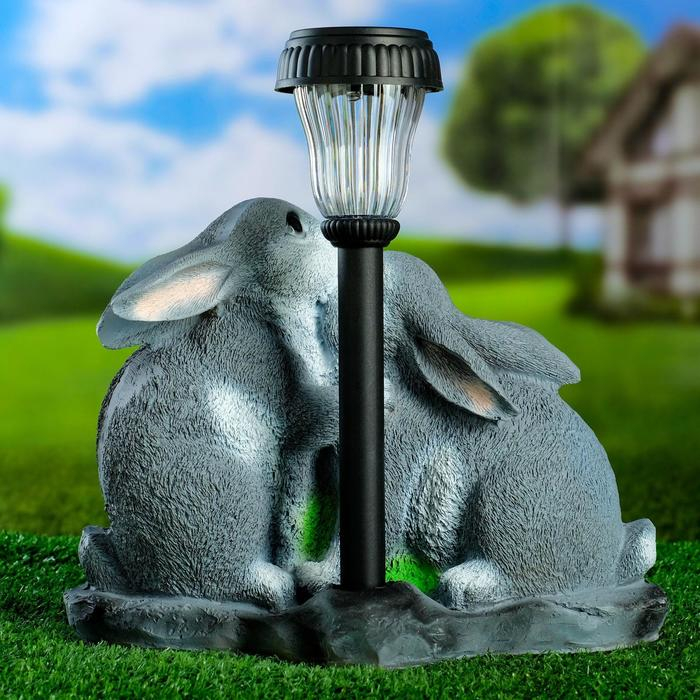 Садовый фонарь Садовый фонарь "Зайцы у фонаря" 23х28см