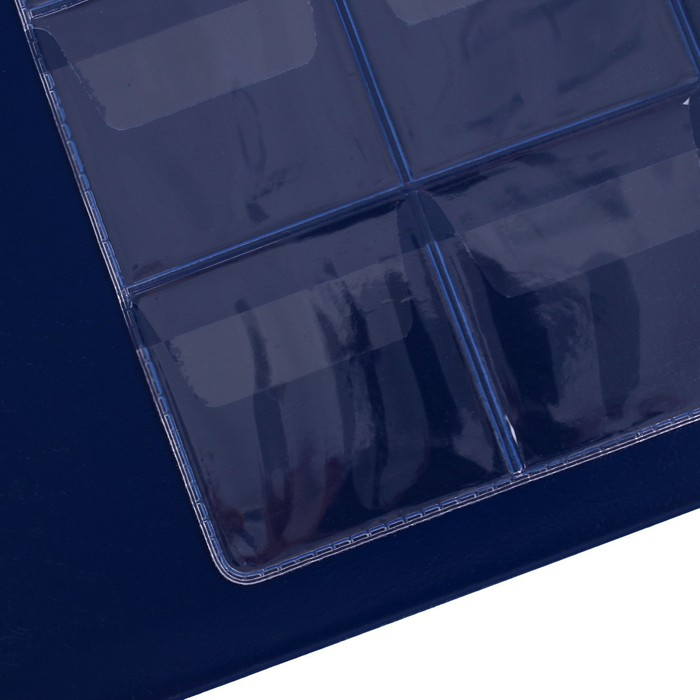 Альбом для монет на кольцах 225 х 265 мм, Альбом для монет на кольцах 225 х 265 мм, "Памятные монеты РФ", обложка ПВХ, 13 листов и 13 цветных картонных вставок, синий