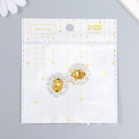 Декор для творчества металл "Медальон узорный" янтарный кристалл 2,6х2,4 см