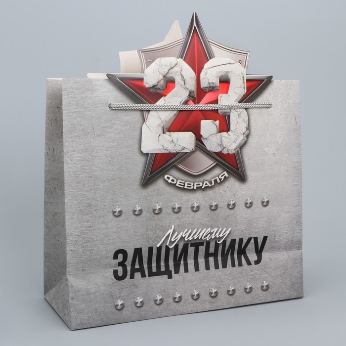 Пакет подарочный, упаковка, &laquo;Лучшему защитнику&raquo;, 25 х 26 х 10 см