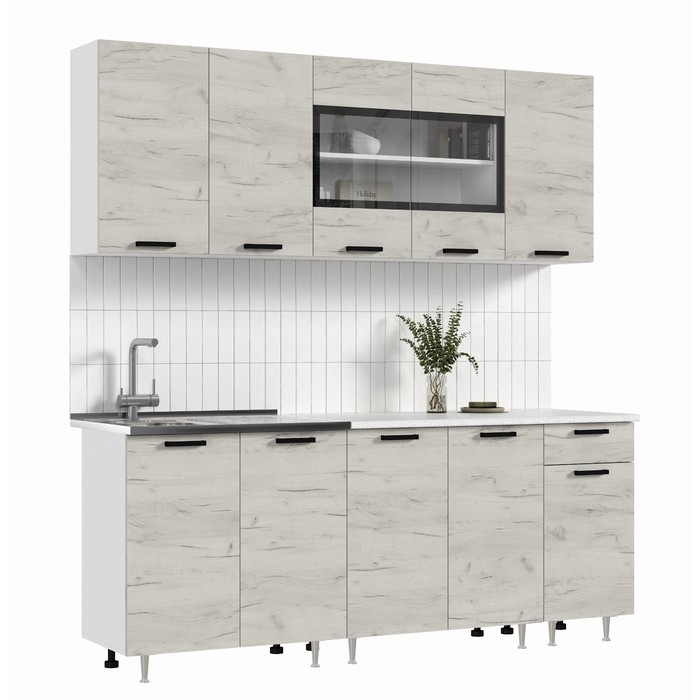 Кухня Рио NEW 2,0м, Дуб Крафт Белый/Антарес столешница Кухня Рио NEW 2,0м, Дуб Крафт Белый/Антарес столешница