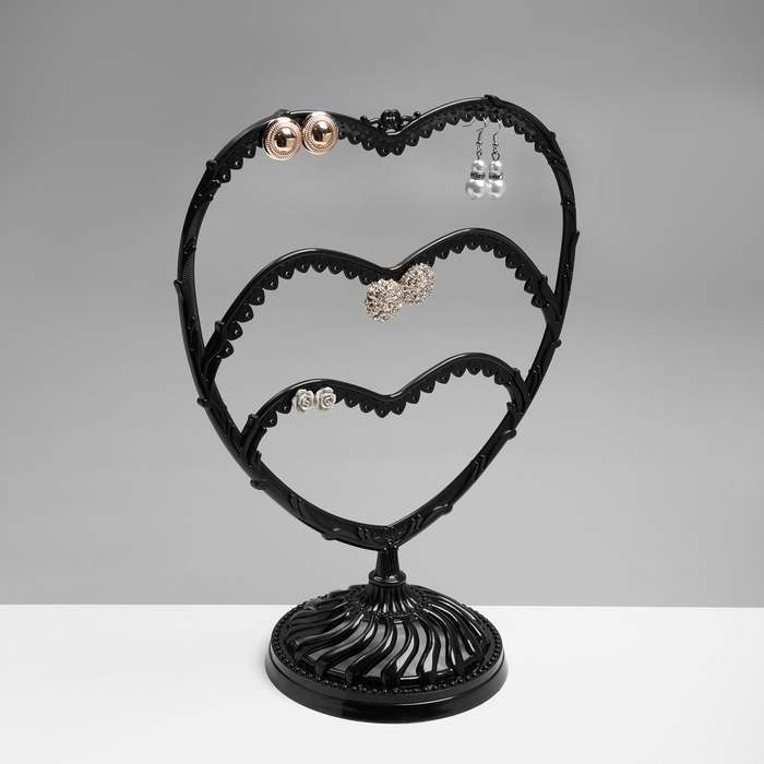 Подставка для украшений &laquo;Сердце&raquo;, 31 место, 13,5&times;24&times;30 см, цвет чёрный