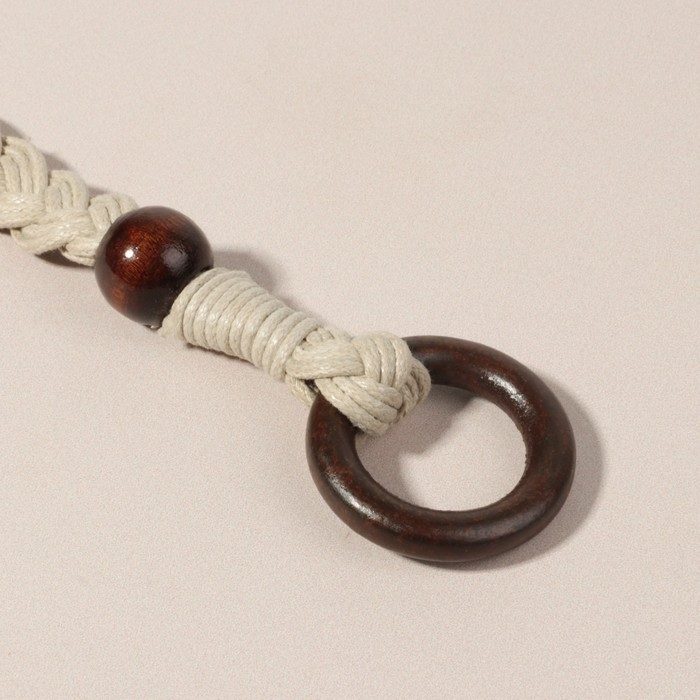 Ручки для сумки, 2 шт, вощёный шнур/дерево, 48 × 2 см, цвет бежевый Ручки для сумки, 2 шт, вощёный шнур/дерево, 48 × 2 см, цвет бежевый