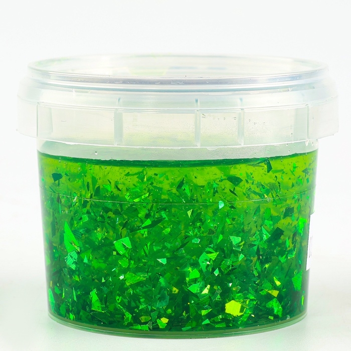 Слайм &laquo;Стекло&raquo; с зелёными блёстками слюда