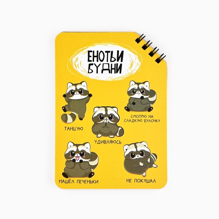 Блокнот А6, 40 листов на скошенном гребне. Белые листы. &laquo;Енотик&raquo;