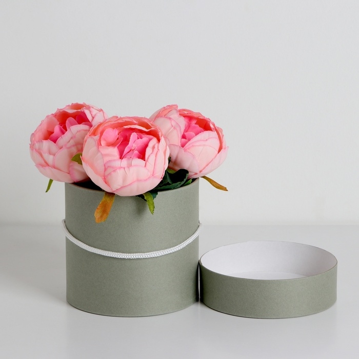 Подарочная коробка, круглая, серая,с шнурком, 12 х 12 см Подарочная коробка, круглая, серая,с шнурком, 12 х 12 см