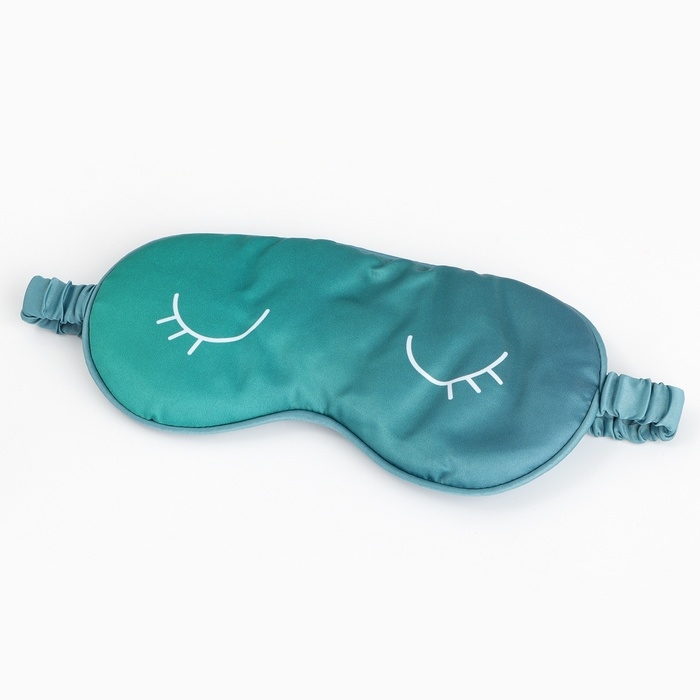Маска шелковая для сна «Глазки», 20 х 9 см, цвет бирюзовый Маска шелковая для сна «Глазки», 20 х 9 см, цвет бирюзовый
