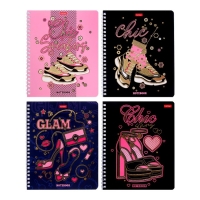 Тетрадь 48 листов в клетку на гребне "Модные штучки", обложка мелованный картон, матовая ламинация, 3D фольга, блок офсет 65г/м2, 4 вида МИКС Тетрадь 48 листов в клетку на гребне "Модные штучки", обложка мелованный картон, матовая ламинация, 3D фольга, блок офсет 65г/м2, 4 вида МИКС