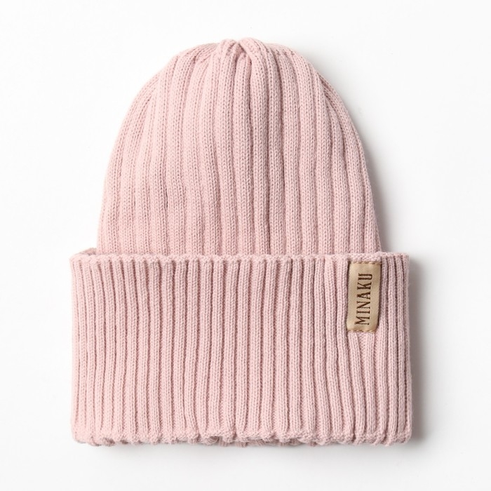Шапка женская MINAKU Шапка женская MINAKU "Бини" цвет пудра, размер 54-56