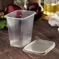 Контейнер пластиковый одноразовый с крышкой, 10 шт, 500 мл, 10,8&times;8,2&times;9,2 см, цвет прозрачный