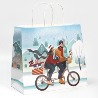 Пакет подарочный новогодний крафтовый «Вместе с тобой», 28 х 32 х 15 см, Новый год Пакет подарочный новогодний крафтовый «Вместе с тобой», 28 х 32 х 15 см, Новый год