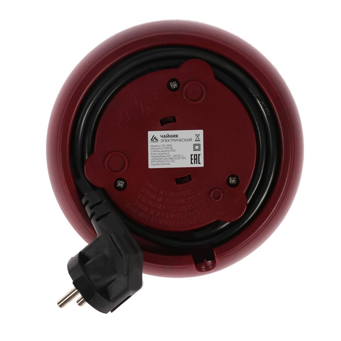 Чайник электрический Luazon LSK-1809, стекло, 1.8 л, 1500 Вт, подсветка, красный Чайник электрический Luazon LSK-1809, стекло, 1.8 л, 1500 Вт, подсветка, красный