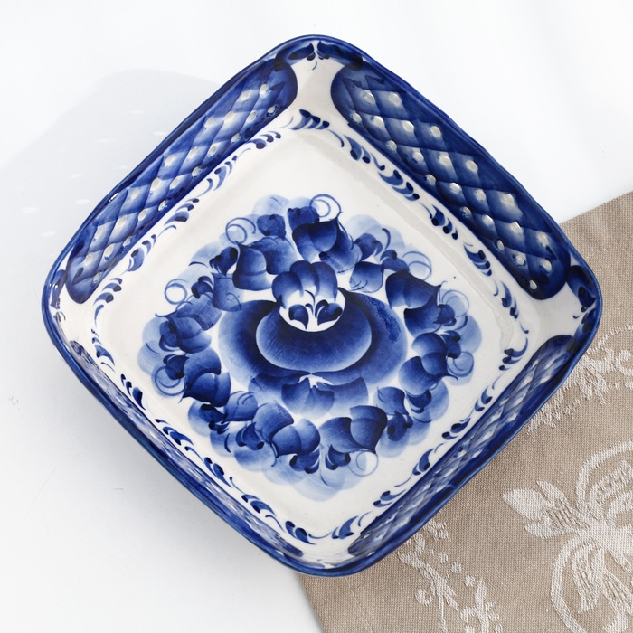 Блюдо &laquo;Сухарница&raquo;, гжель, микс