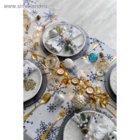 Скатерть "Доляна" Синие снежинки 250х146 +/- 3 см, 100% хлопок, 164 г/м2