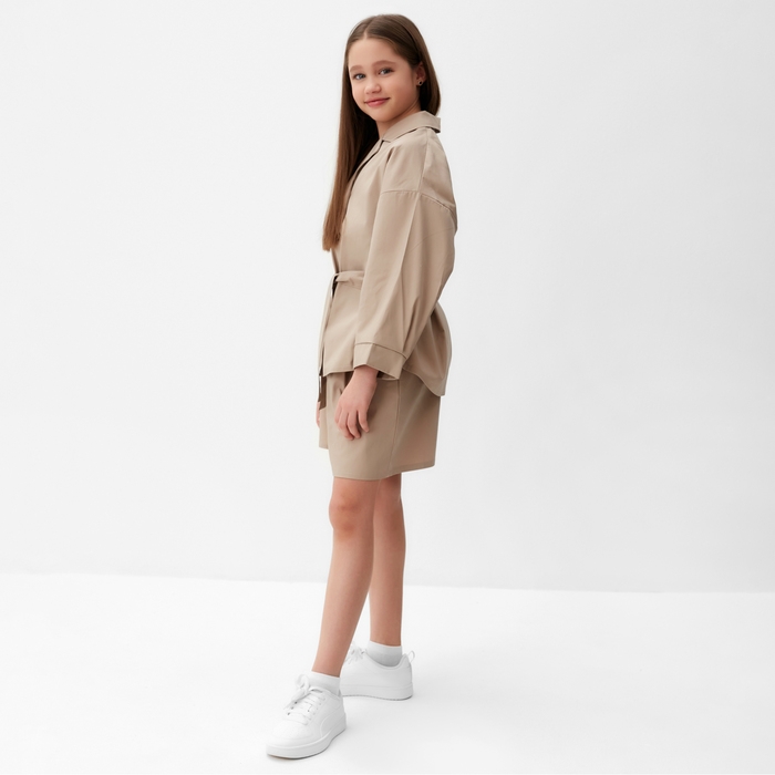 Костюм для девочки (Рубашка и шорты) MINAKU, цвет бежевый, рост 158 см Костюм для девочки (Рубашка и шорты) MINAKU, цвет бежевый, рост 158 см