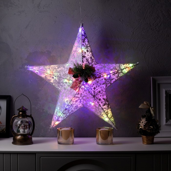 Светодиодная фигура «Звезда» 30 см, металл, 220 В, свечение мульти Светодиодная фигура «Звезда» 30 см, металл, 220 В, свечение мульти