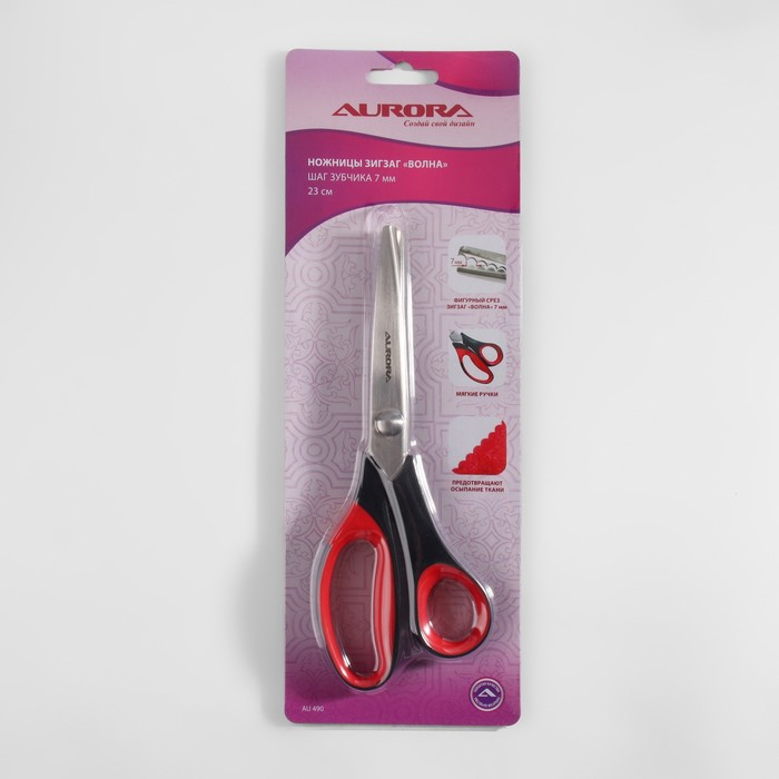 Ножницы «Волна», 9 Ножницы «Волна», 9", 23 см, шаг - 7 мм, цвет чёрный/красный