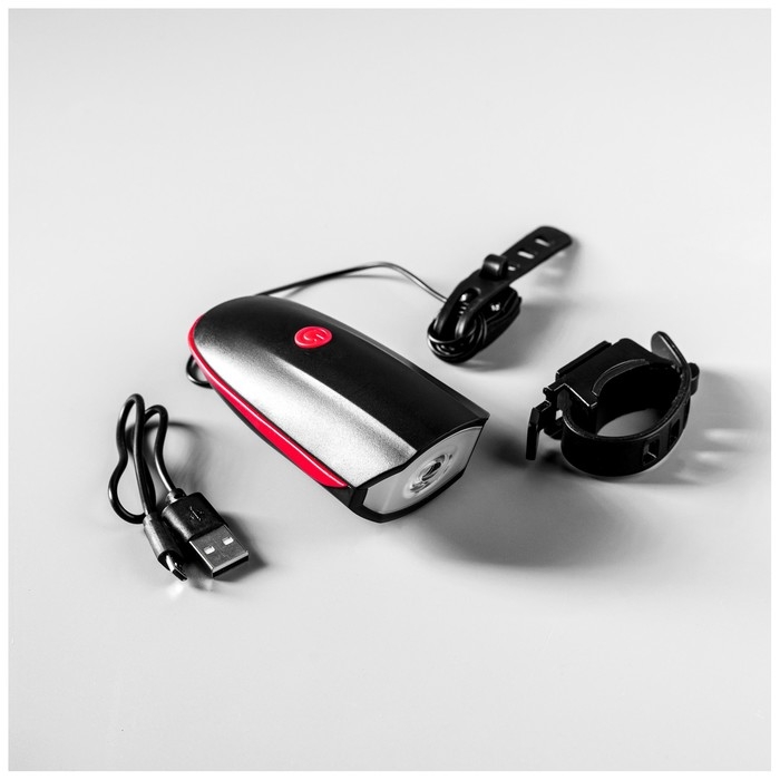 Фонарь велосипедный передний с сигналом, 300 люмен, usb, 1200mAH, цвет красный Фонарь велосипедный передний с сигналом, 300 люмен, usb, 1200mAH, цвет красный