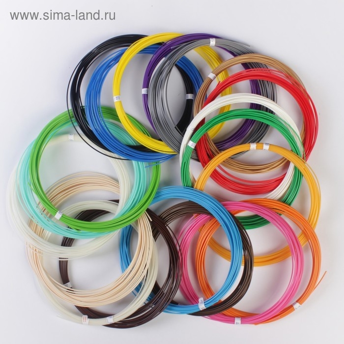 Пластик UNID ABS-20, для 3Д ручки, по 10 м, 20 цветов в наборе