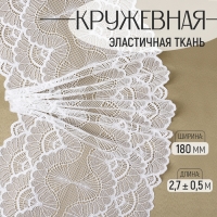 Кружевная эластичная ткань, 180 мм &times; 2,7 &plusmn; 0,5 м, цвет белый