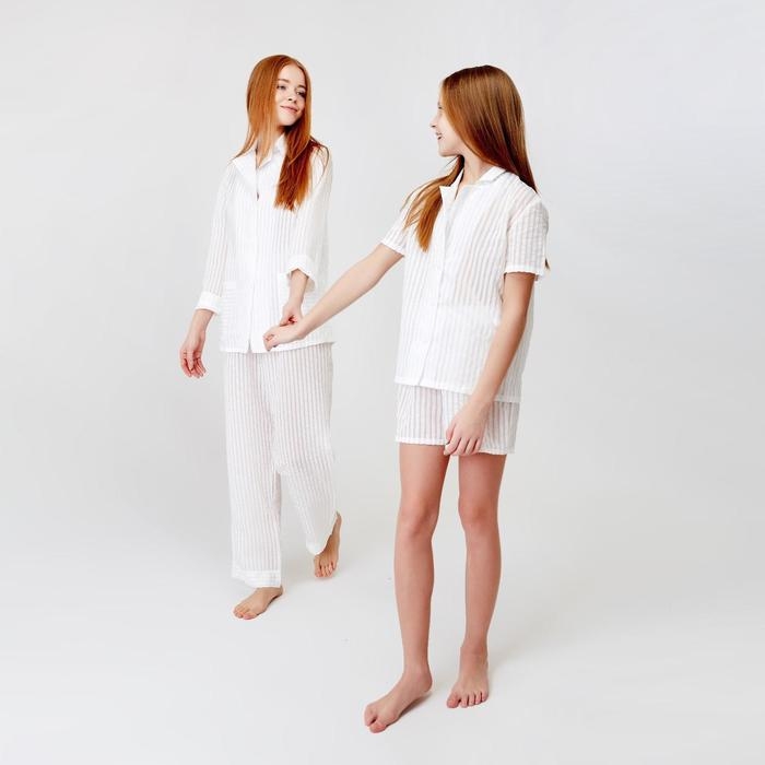 Рубашка с коротким рукавом для девочки MINAKU: Light touch цвет белый, рост 134 Рубашка с коротким рукавом для девочки MINAKU: Light touch цвет белый, рост 134