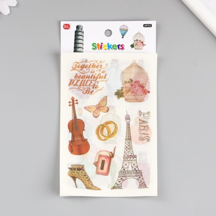 Наклейка бумага Наклейка бумага "Романтика Европы" набор 6 листов 18,6х10 см